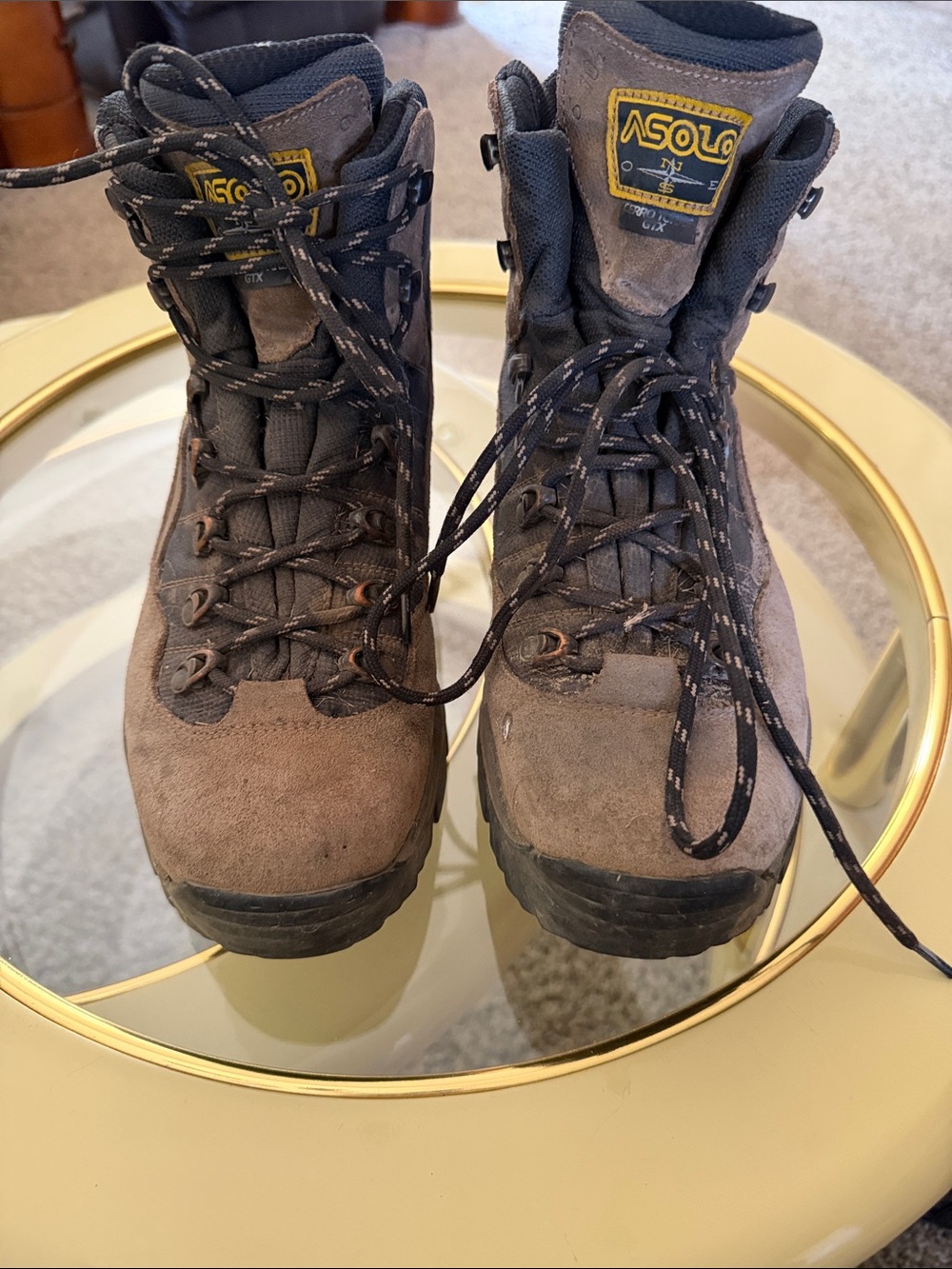 Asolo Taupe Suede Hiking Boots with Black Trim